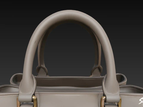 Gray Brown Structured Tote Bag 3D Model