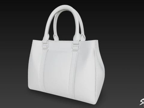 Gray Brown Structured Tote Bag 3D Model