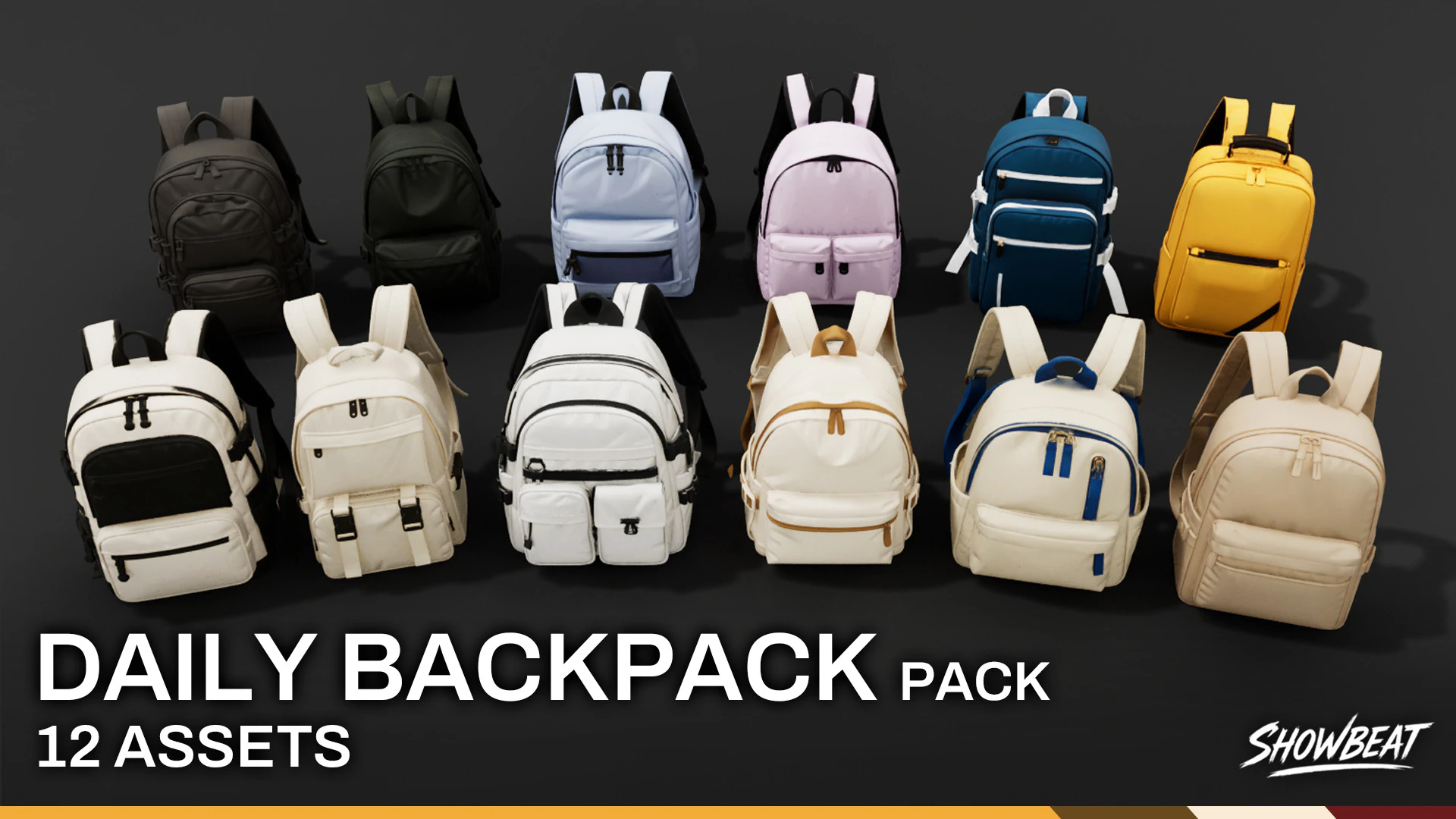 Daily Backpack Pack 3D Model .c4d .max .obj .3ds .fbx .stl .blend