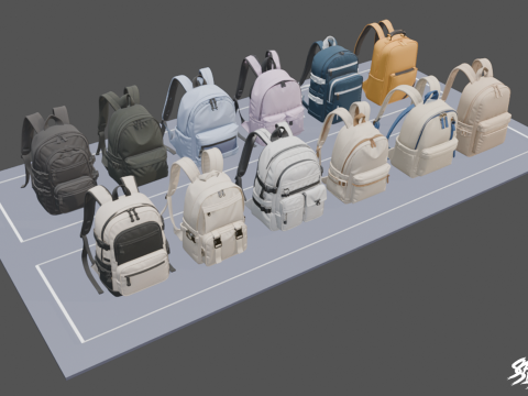 Günlük Sırt Çantası Paketi 3D Model