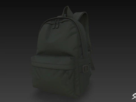 Black Simple Backpack 3D Model