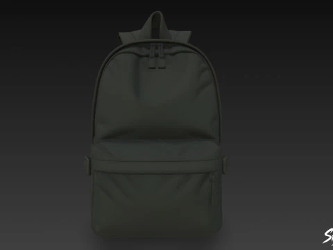 Black Simple Backpack 3D Model