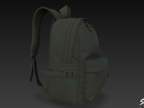 블랙 심플 백팩 3D 모델