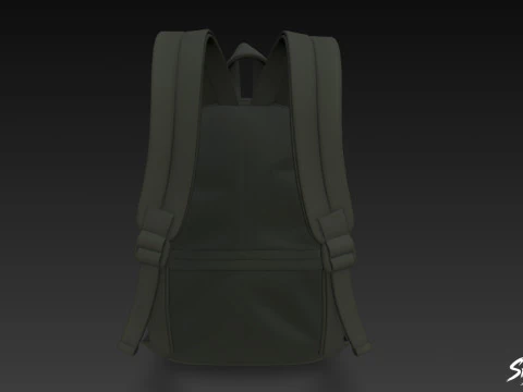 Black Simple Backpack 3D Model
