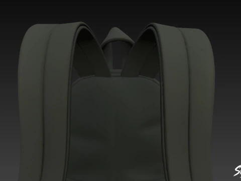 Black Simple Backpack 3D Model