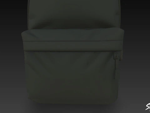 Black Simple Backpack 3D Model
