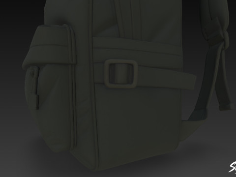 블랙 심플 백팩 3D 모델