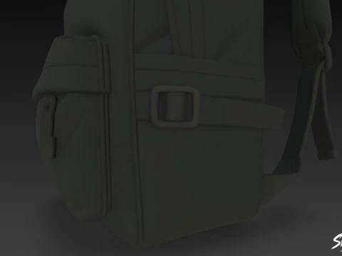 Black Simple Backpack 3D Model