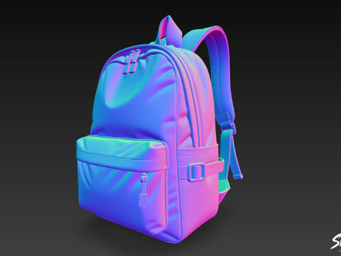 Black Simple Backpack 3D Model