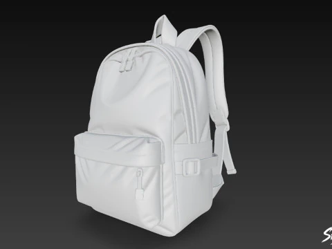 Black Simple Backpack 3D Model