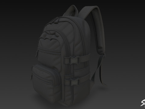 Schwarzer Utility-Rucksack 3D Modell