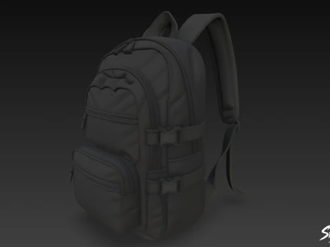 Black Utility Backpack 3D Model