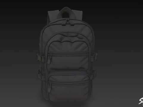 Black Utility Backpack 3D Model