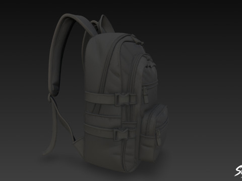 Schwarzer Utility-Rucksack 3D Modell