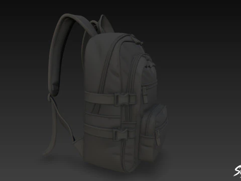 Black Utility Backpack 3D Model