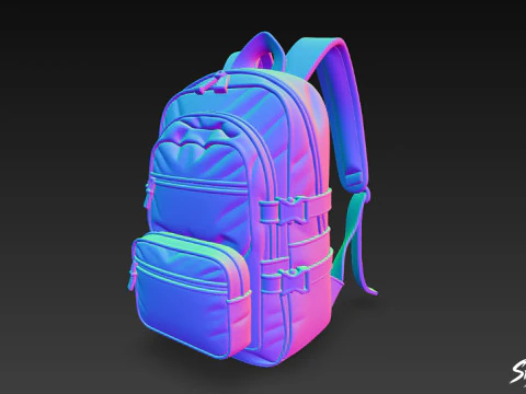 Black Utility Backpack 3D Model