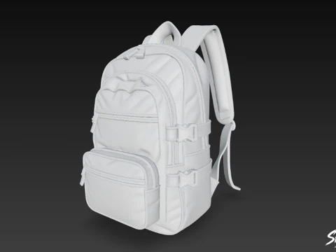 Black Utility Backpack 3D Model