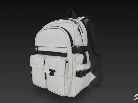 ग्रे यूटिलिटी बैकपैक 3D मॉडल