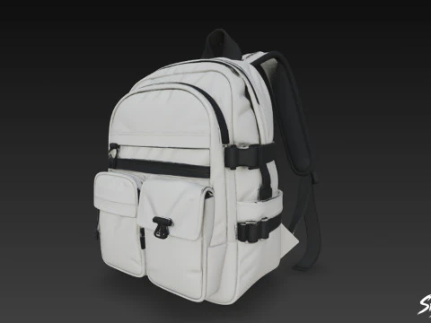 Gray Utility Backpack 3D Model