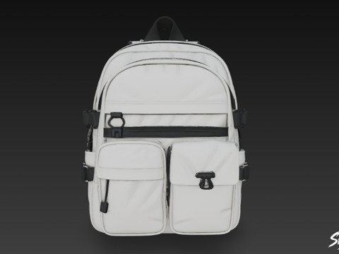 ग्रे यूटिलिटी बैकपैक 3D मॉडल