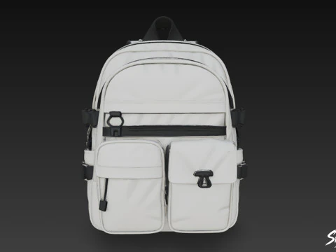 Gray Utility Backpack 3D Model