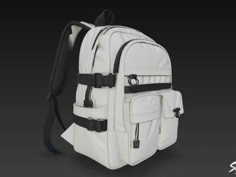 Gray Utility Backpack 3D Model