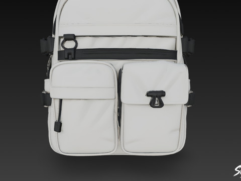 ग्रे यूटिलिटी बैकपैक 3D मॉडल