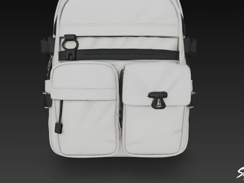 Gray Utility Backpack 3D Model