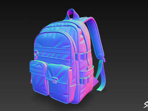 ग्रे यूटिलिटी बैकपैक 3D मॉडल