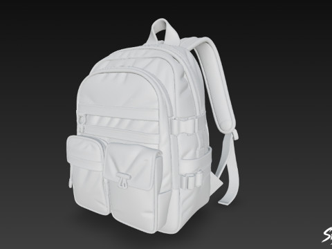 ग्रे यूटिलिटी बैकपैक 3D मॉडल