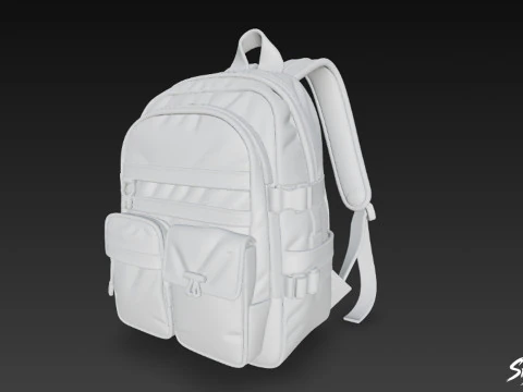 Gray Utility Backpack 3D Model