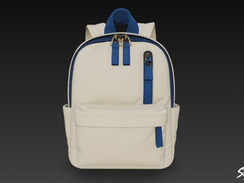 Mochila azul marfil Modelo 3D
