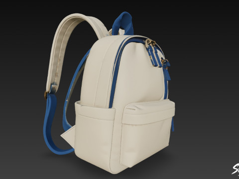 Mochila azul marfil Modelo 3D