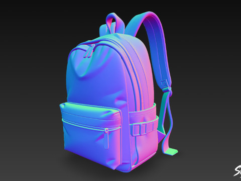 Fildişi Kahverengi Sırt Çantası 3D Model