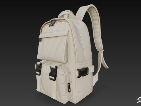 아이보리 버클 백팩 3D 모델