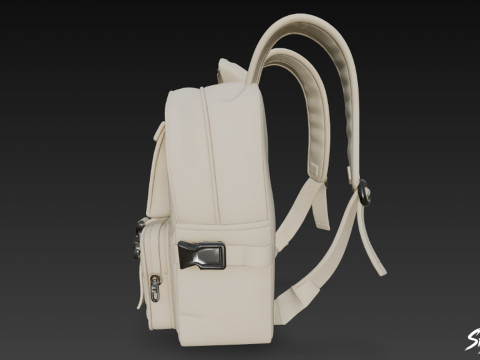 아이보리 버클 백팩 3D 모델