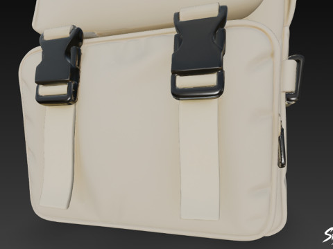 아이보리 버클 백팩 3D 모델