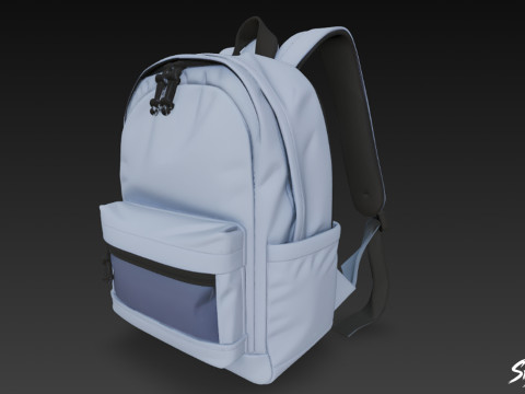 Light Blue Mesh Backpack 3D Model