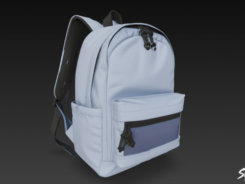 Light Blue Mesh Backpack 3D Model