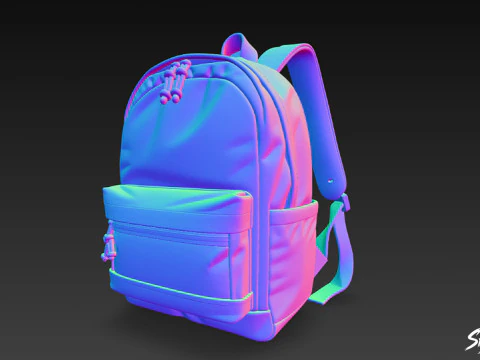 ライトブルーメッシュバックパック 3Dモデル