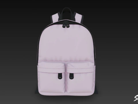 Lilac Two Pocket Backpack 3D Model