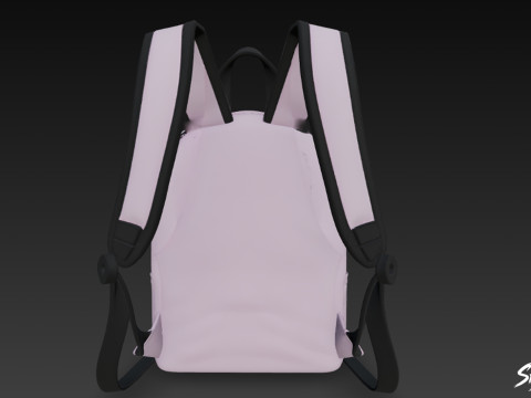 Lila İki Cepli Sırt Çantası 3D Model