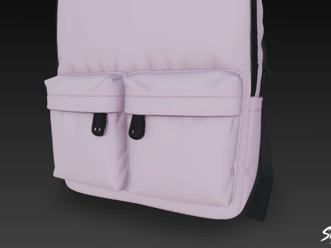Lilac Two Pocket Backpack 3D Model
