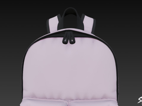 Lila İki Cepli Sırt Çantası 3D Model