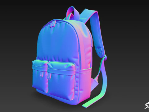 Lilac Two Pocket Backpack 3D Model