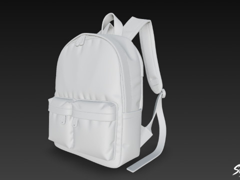 Lila İki Cepli Sırt Çantası 3D Model