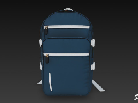 Lacivert Tokalı Sırt Çantası 3D Model
