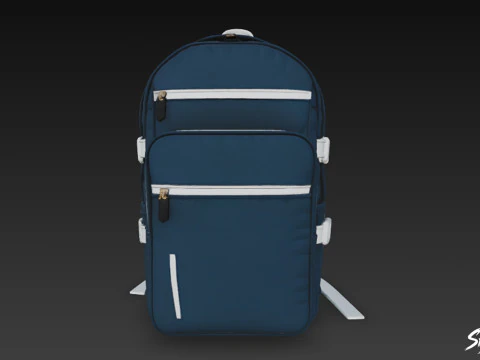 Navy Buckle Backpack 3D Model