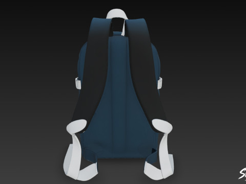 Lacivert Tokalı Sırt Çantası 3D Model