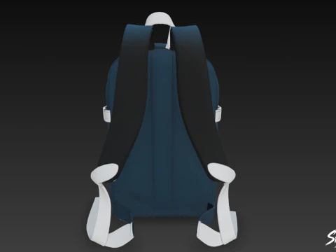 Navy Buckle Backpack 3D Model